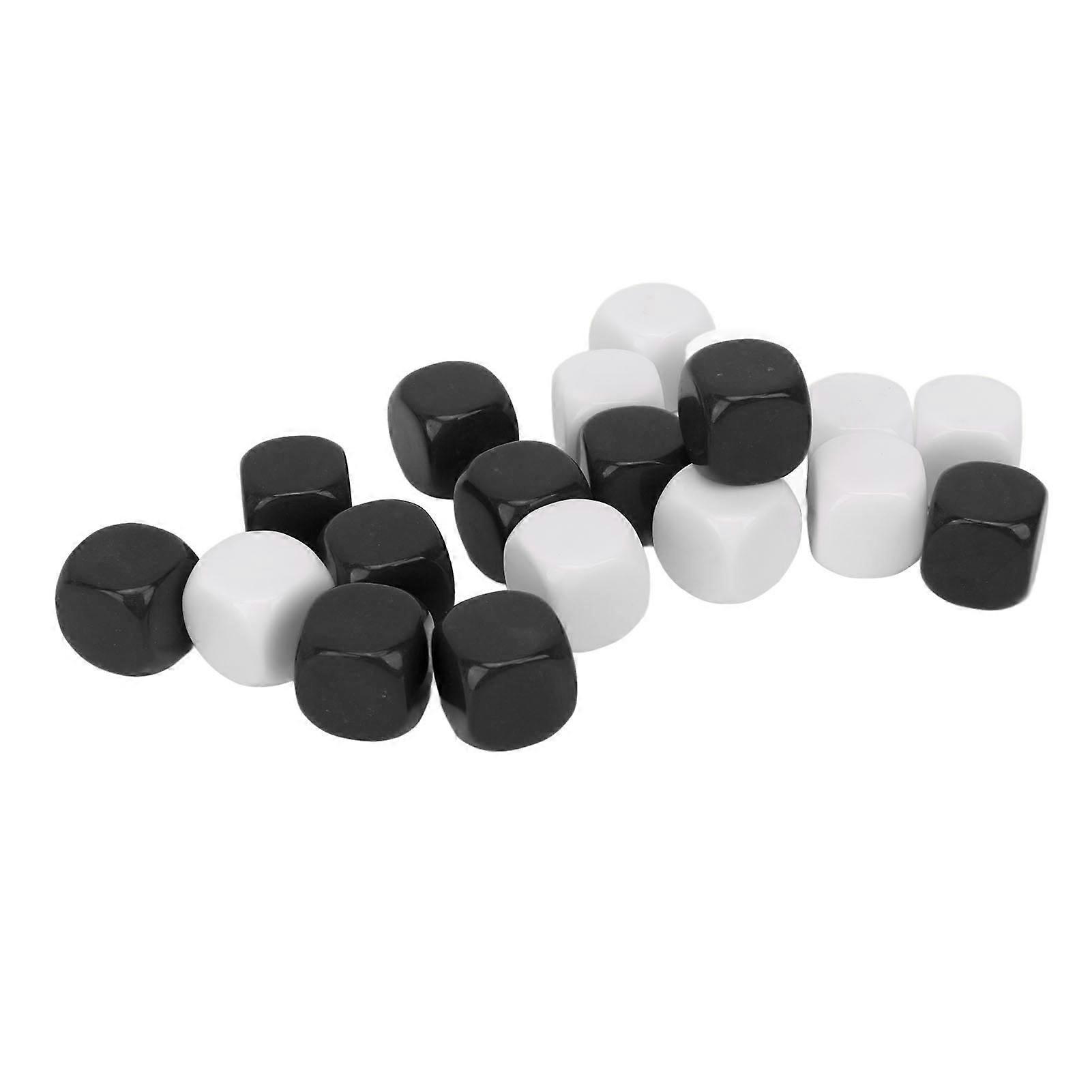 20 Pcs DIY Sticker Dice Blank Durable Plastic Dice Smoothed Surface Six Sided Dice with Rounded Corners White and Black 