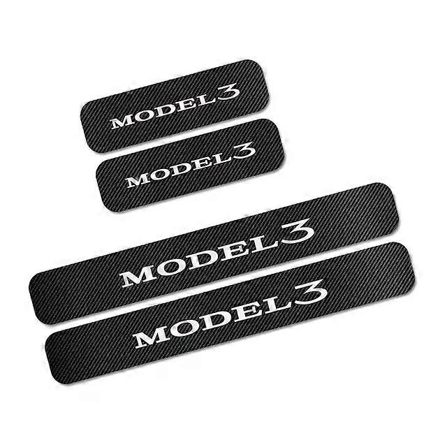 Car Threshold Protector Car Door Sill Scuff Plate Stickers Decor Carbon Fiber Auto Accessories Suitable for Tesla Model 3 S X Y P100D