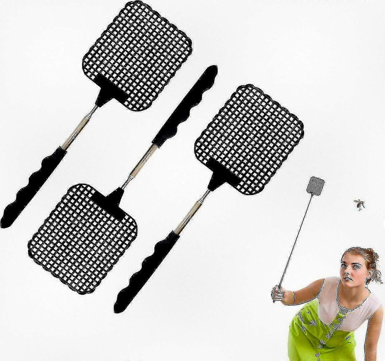 Set of 3 Powerful Fly Swatters, Large Extendable Design with Sturdy Handle Ideal for Effective Pest Control