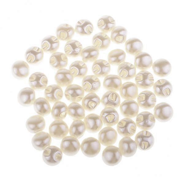 Elegant White Pearl Buttons Set for Sewing And Crafting - 50 Pieces