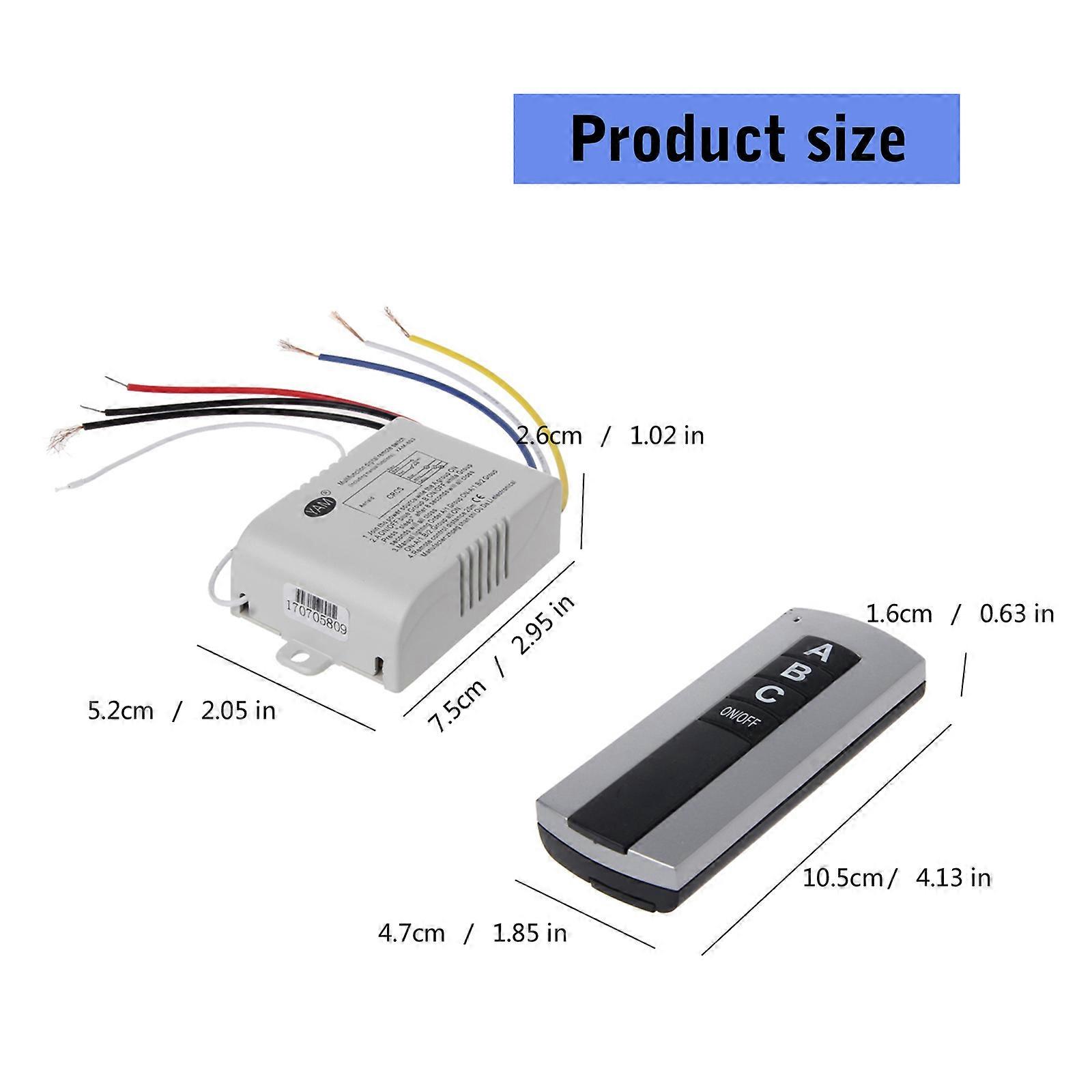 for Smart Light Control Kit 3 Channel Wireless Light Switch and Receiver Remote Control Lighting Fixture Transmitter