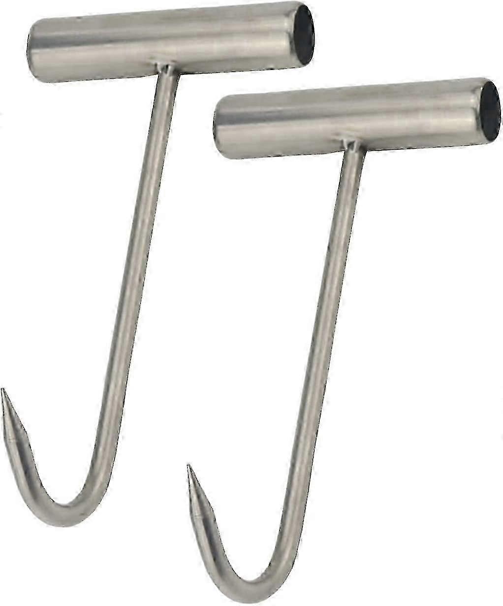 2 τεμάχια από ανοξείδωτο χάλυβα T Hooks με λαβές T για την αποστέωση κρέατος στην κουζίνα, κρεοπωλείο, εστιατόριο και εργαλεία μπάρμπεκιου