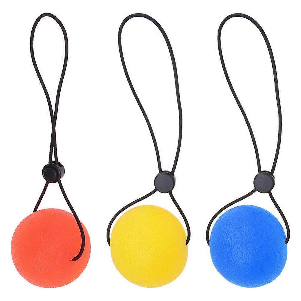 3pcs Silicone Hand Squeeze Balls With Elastic String Arthritis Pain Relief Grip Strength Trainer For Ages Yellow Blue