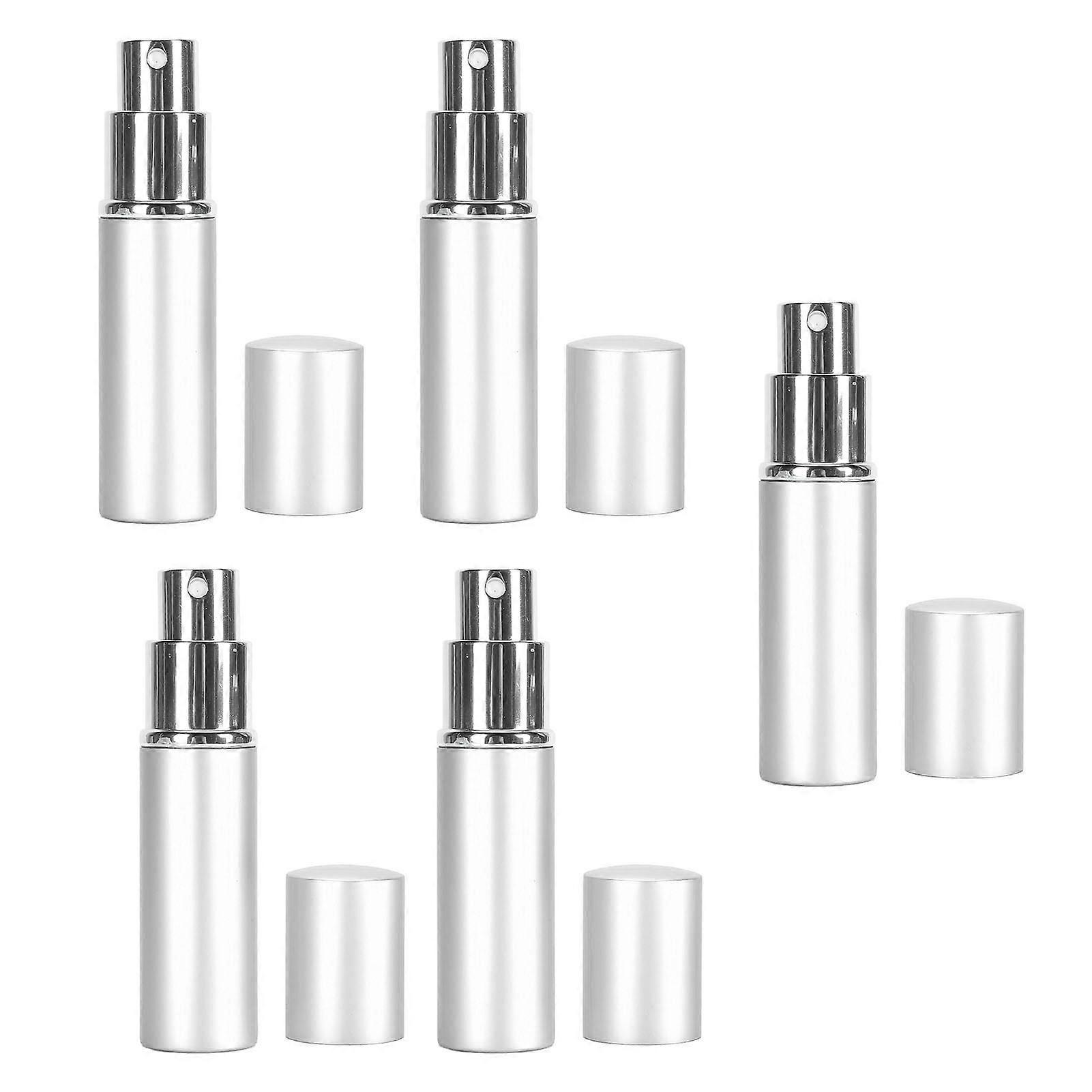 5pcs 10ml Flat Top Spray Glass Bottles Silver Aluminum Tips