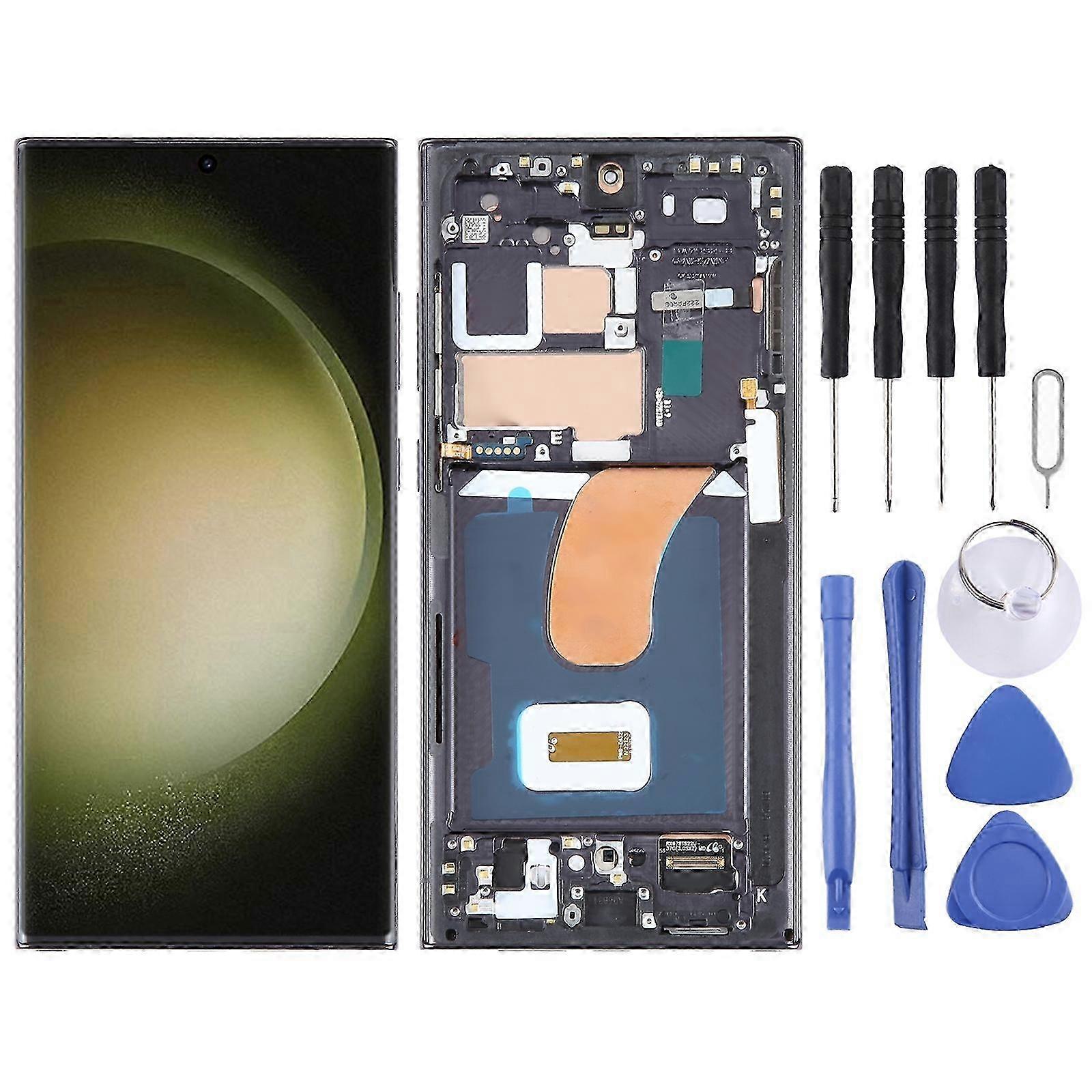 2025 (New) For Samsung Galaxy S23 Ultra 5G SM-S918B EU Edition 6.78 inch OLED LCD Screen Digitizer Full Assembly with Frame