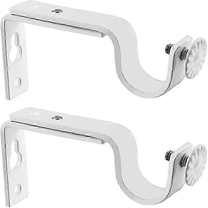 2pcs 22-28mm Wall Mount Curtain Rod Brackets (White)