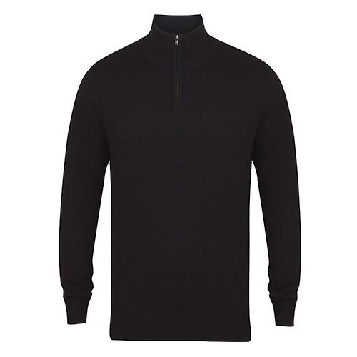 Henbury Mens 1/4 Zip Long Sleeve Jumper