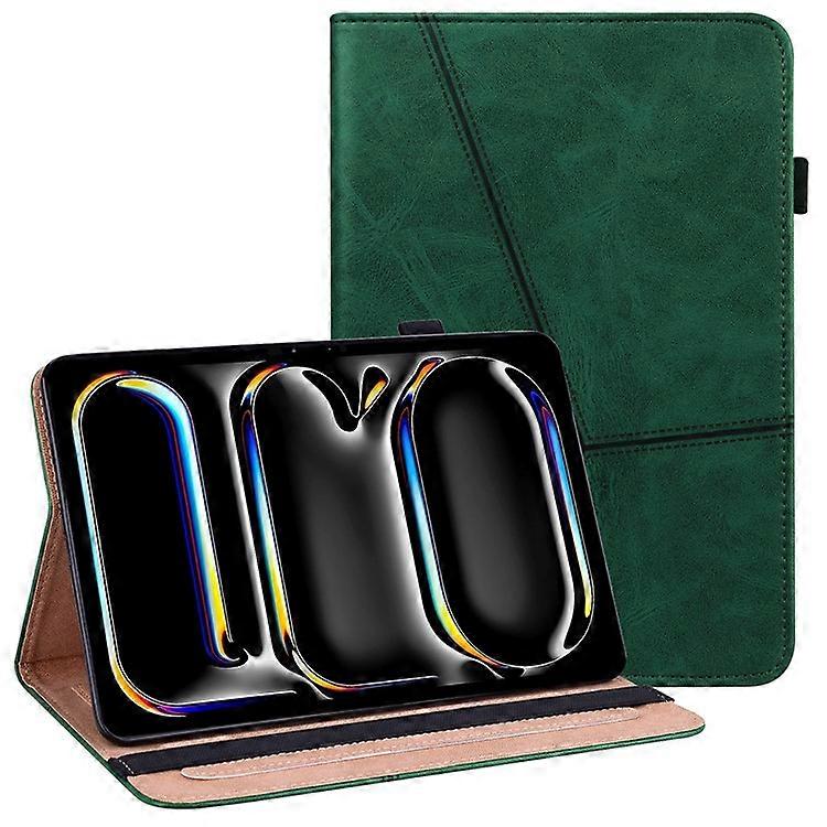 Compatible For iPad Pro 13 (2024) Case Line Imprinted PU Leather Card Holder Tablet Stand Cover