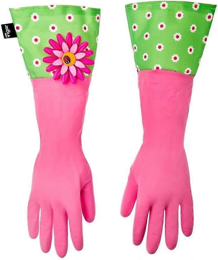 Flower Power Green/Pink Cleaning Gloves