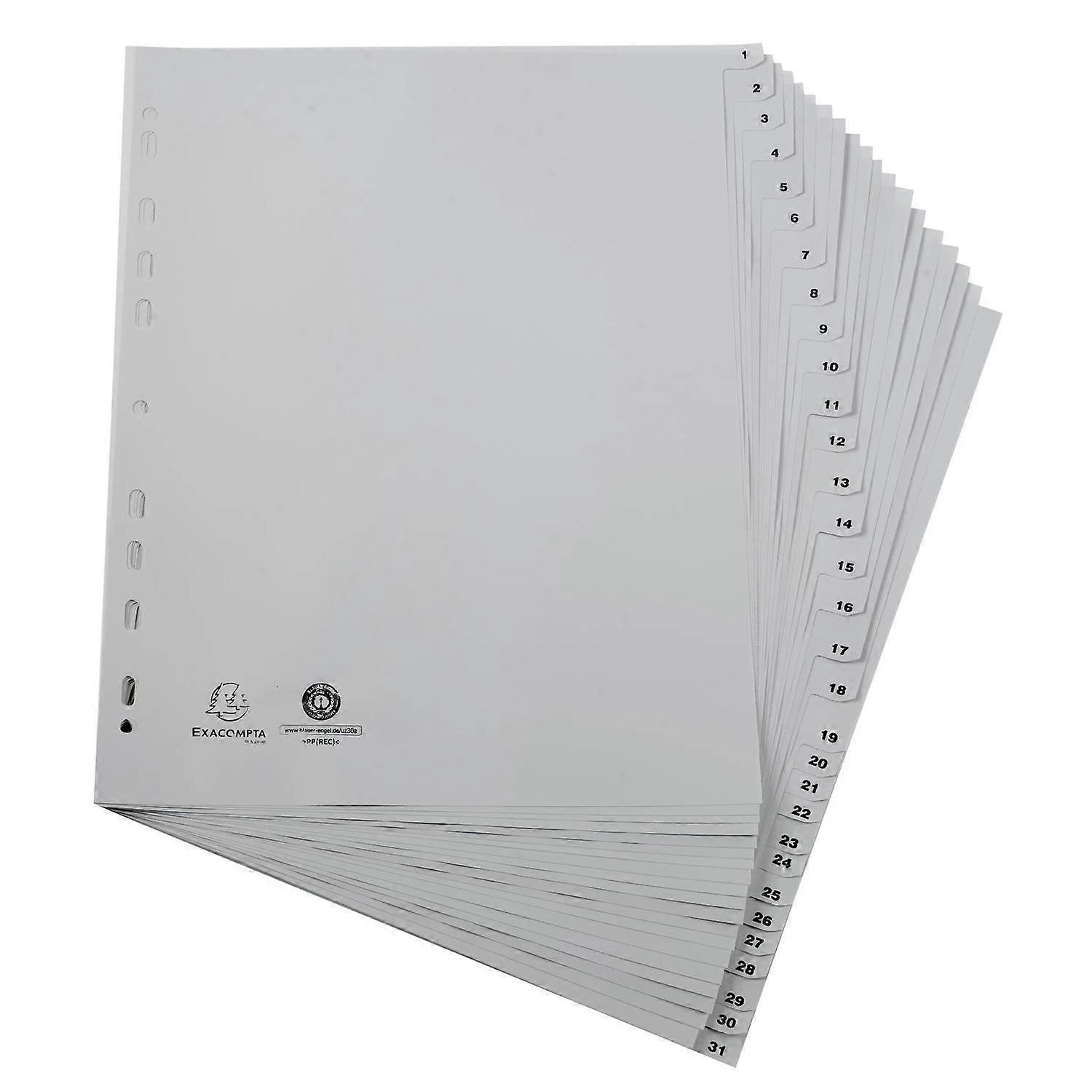 Exacompta 2931E 5x Separad. 1-31 A4+ PP gris pest.impresas