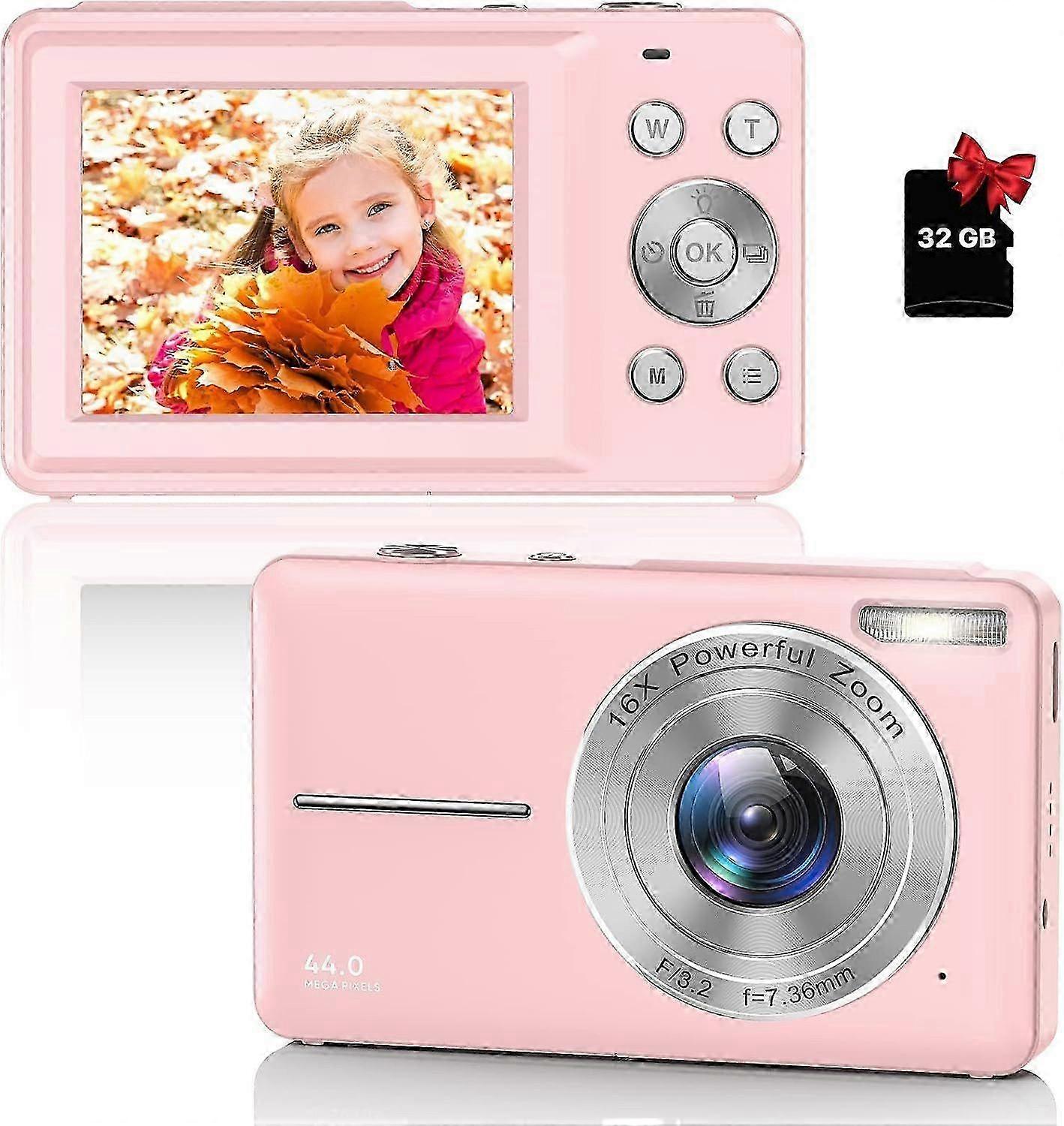 Digital camera photo camera with 32GB card, 1080P FHD 44MP kids camera for travel