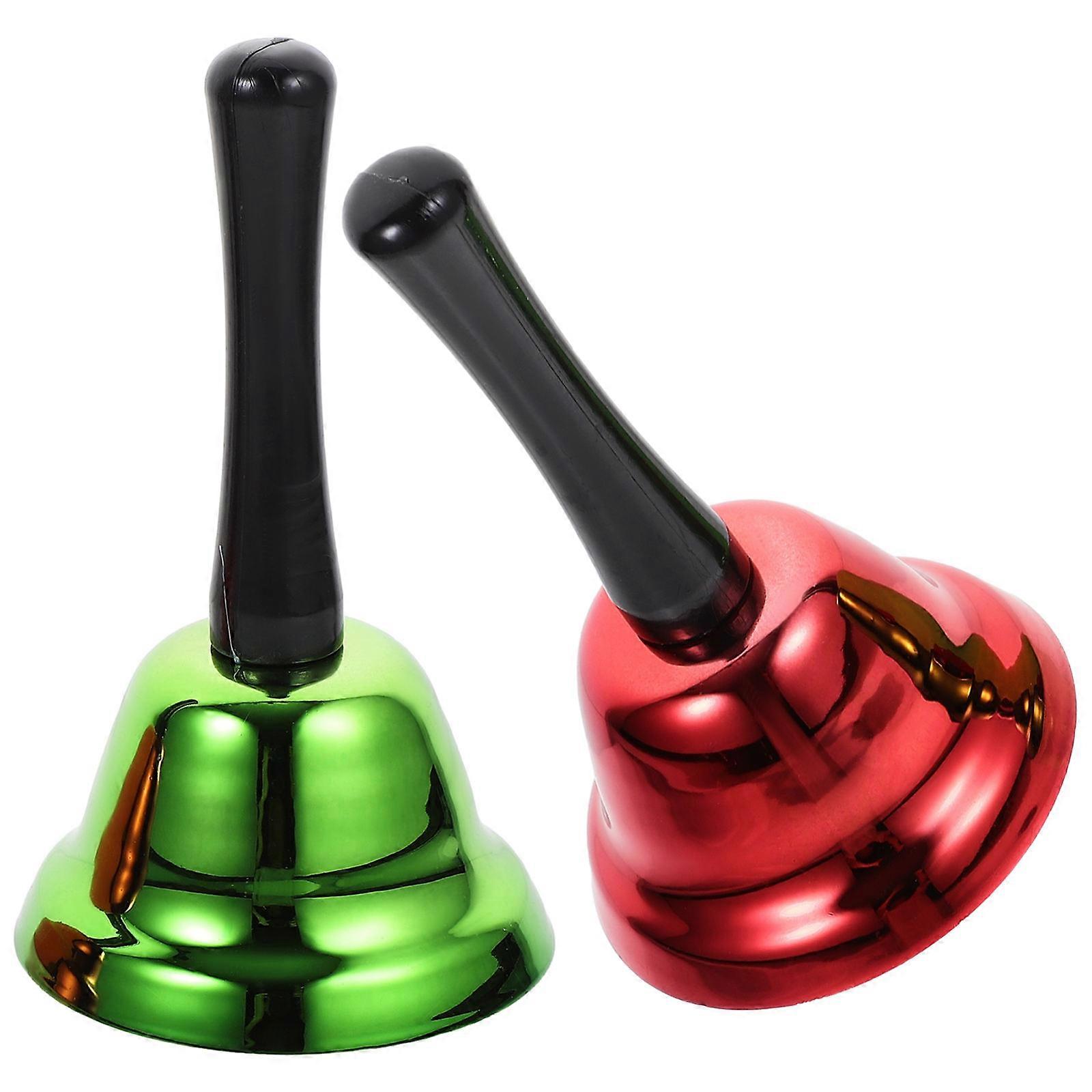 Christmas Hand Bell Metal Tabletop Decorations Red 13x7.5x7.5cm Service Bell 2Pcs
