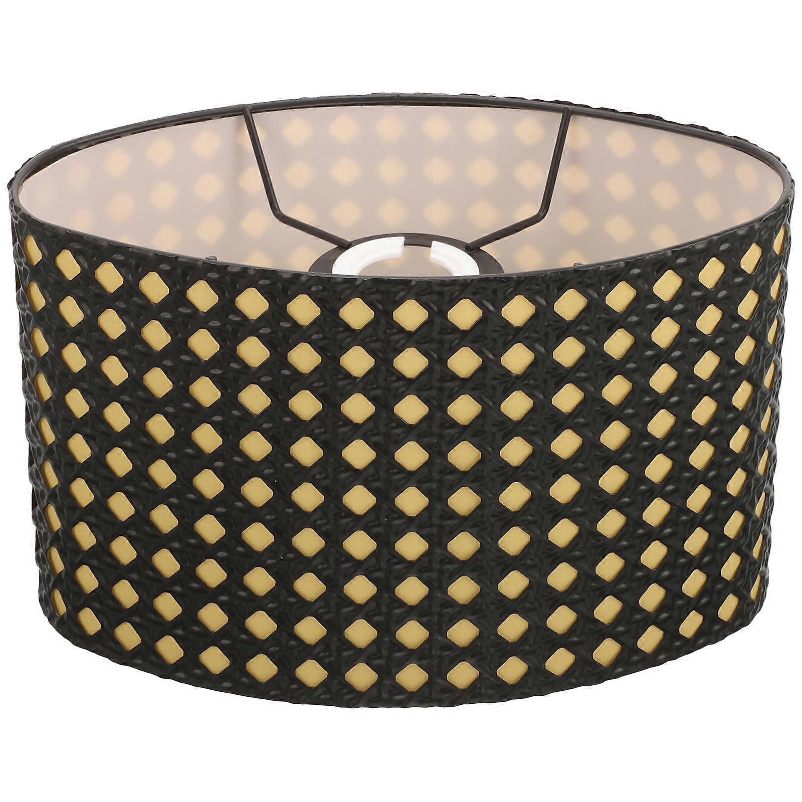 Oval Hollow Metal Lamp Shade with Yellow Lining   Vintage Style Replacement Cover for Table and Floor Lamps, Iron Art Design for Warm Decorative