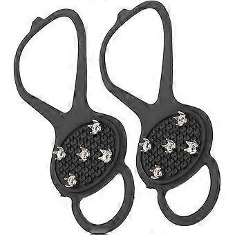 Snow Shoe Spikes Silicone 5 Teeth Crampons Lightweight Foldable Anti Slip Shoe Spikes for Hiking Mountaineering and Walking on Ice Snow for Men Women