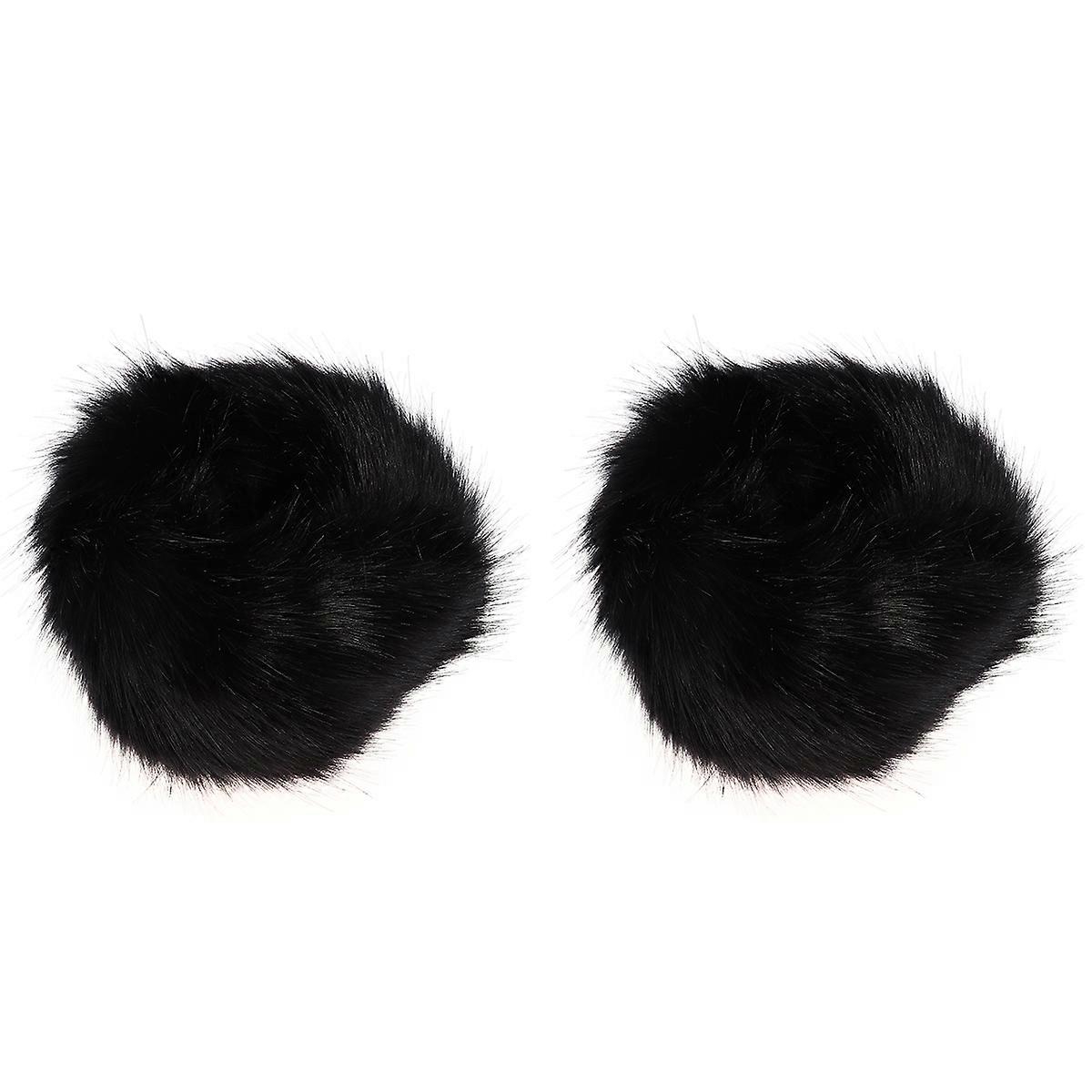 Warming Faux Arm Warmers Black Elastic Wrist Cuff Band for Women Costume Accessory One Size 1 Pair