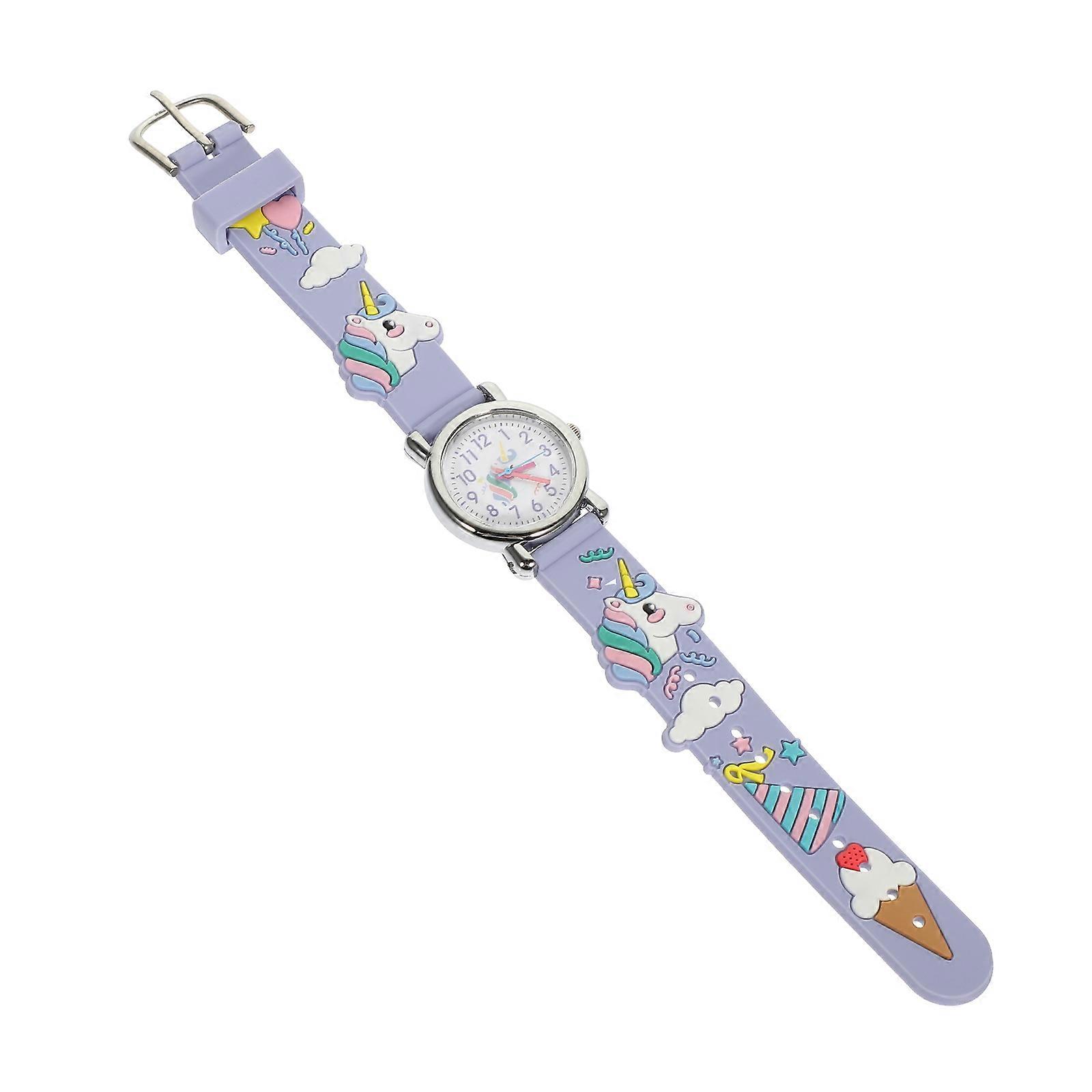Adorable Unicorn Pattern Watch For Kids Everyday Use Colorful Plastic Strap Timekeeping 1Pack
