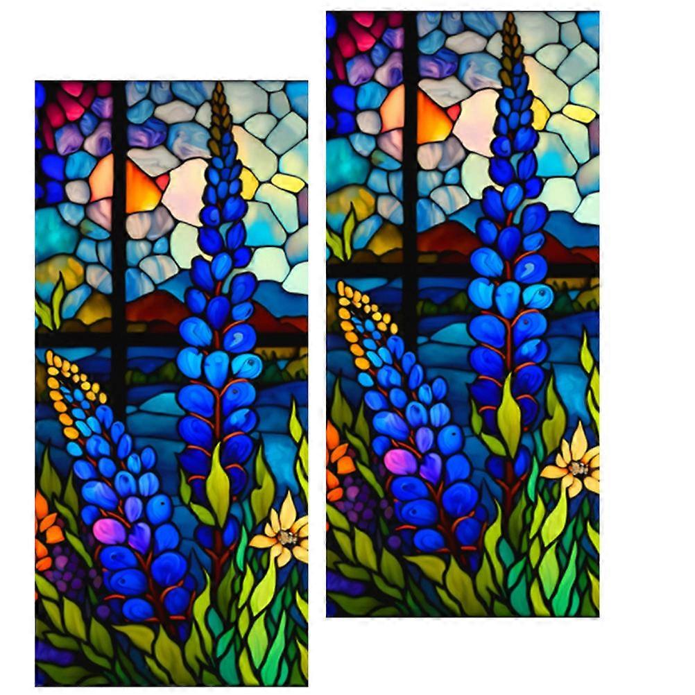 Vintage Stained Glass Window Film PVC Non Adhesive Static Cling Privacy Film for Bathroom Office Frosted Decorative Use