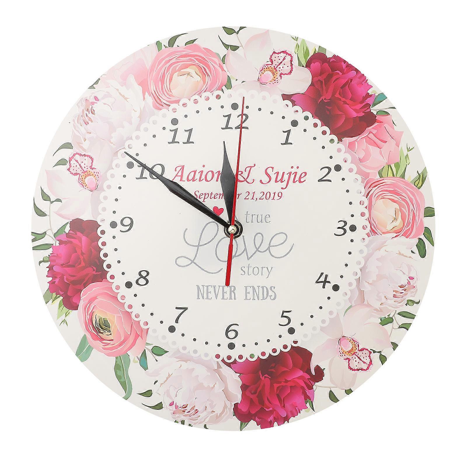 Colorful Flower Pattern Wall Clock – Modern Ultra Thin Decorative Design for Home Office – Creative Silent Chic Clock (No Battery Included)