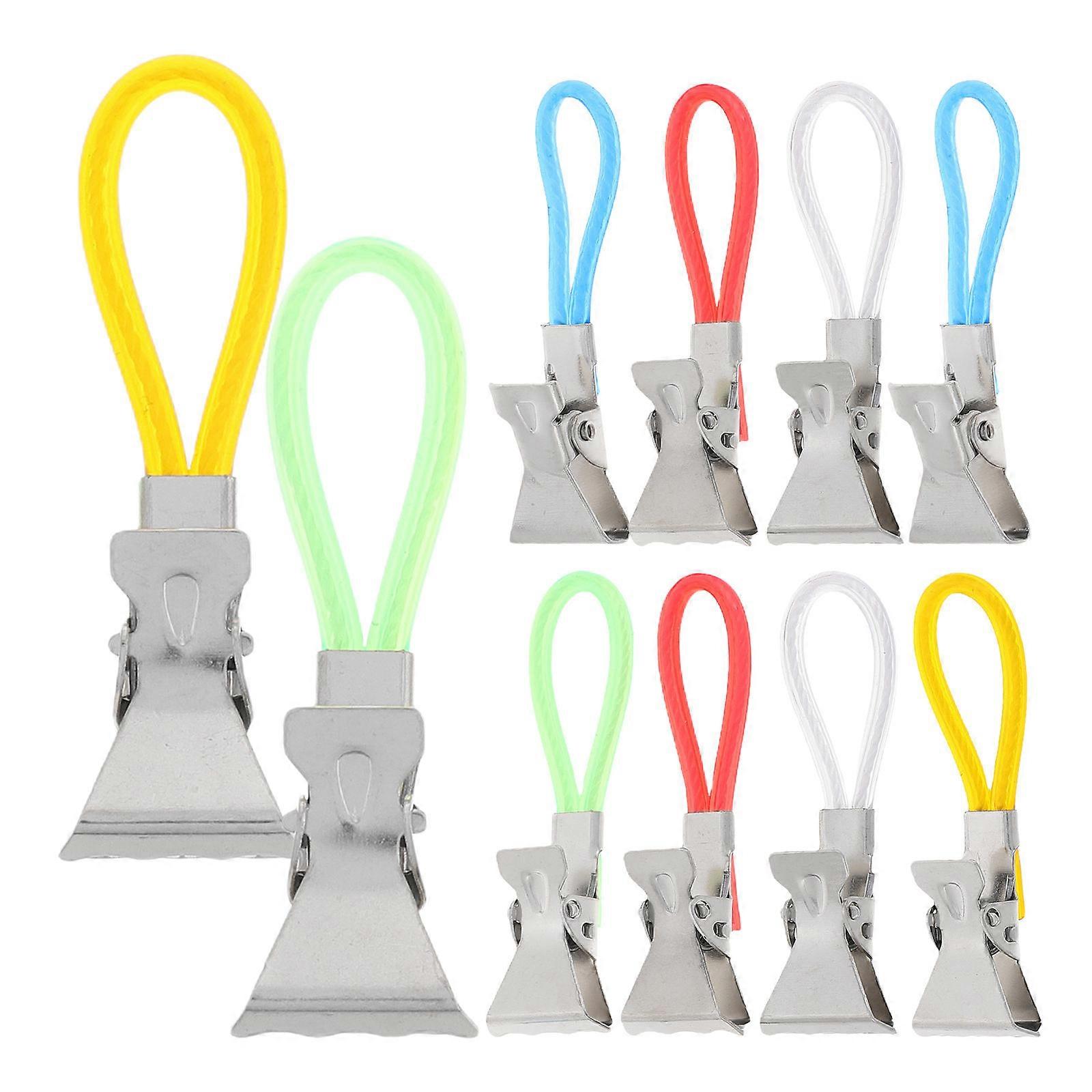 10PCS Metal Towel Clips with Hanging Hook – , Multi Purpose Bathroom Accessories for Bath, Beach, and Home Use – Elegant Design