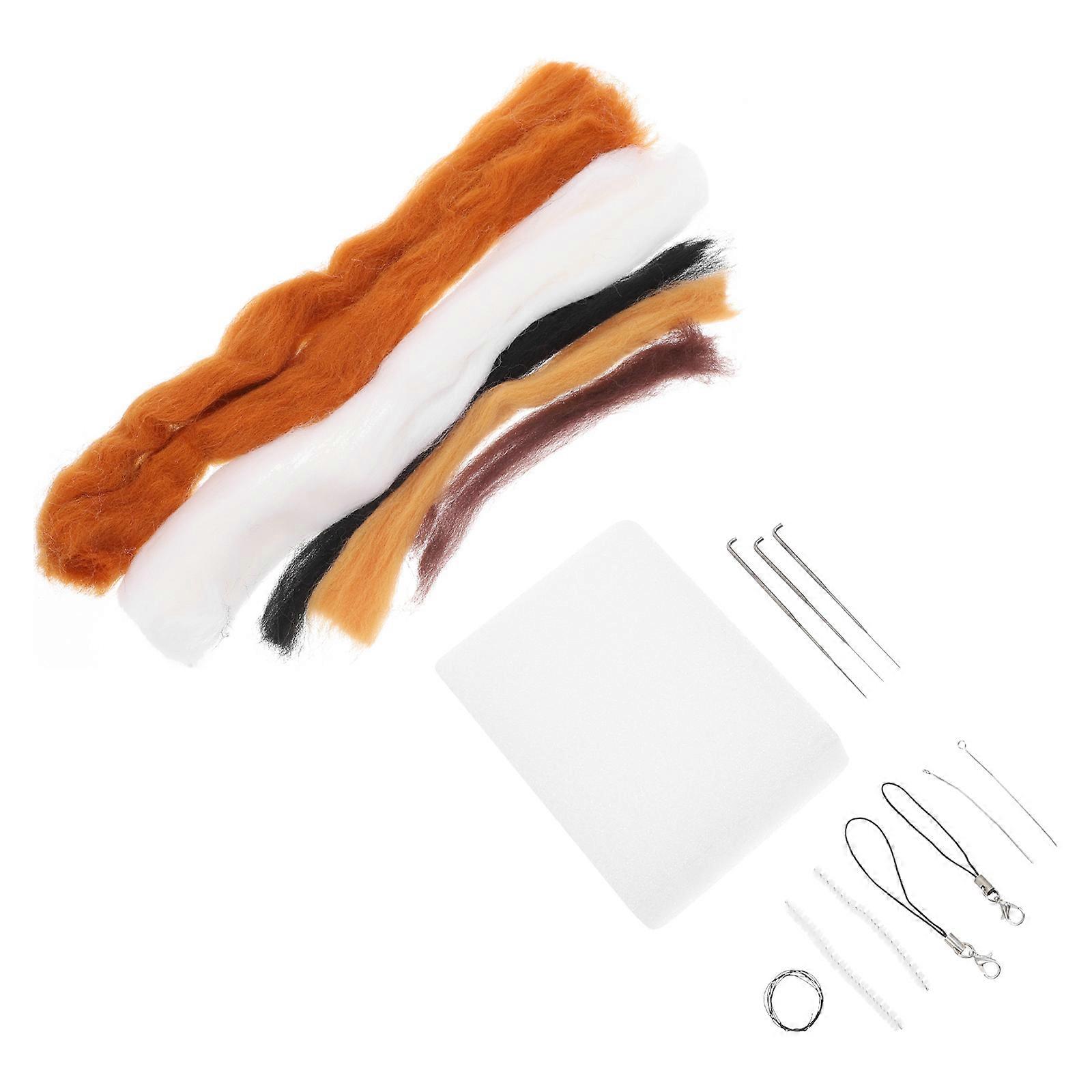 2 Sets DIY Felt Cat Making Materials DIY Needle Felting Kit Felt Faceless Cat Making Material