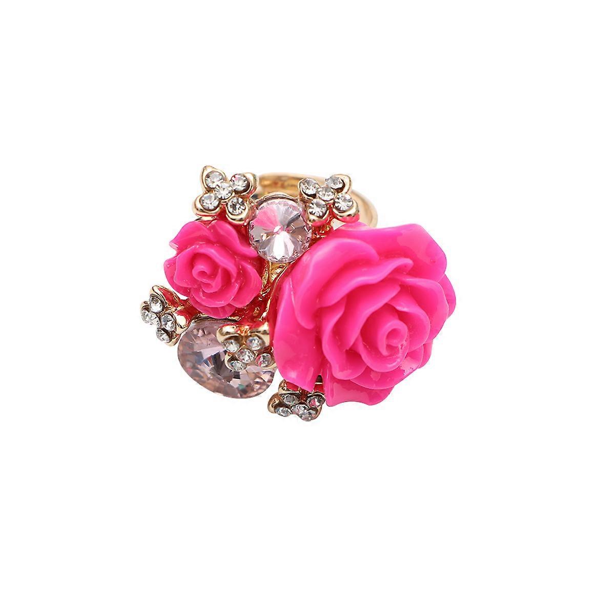 Fingernail Rings For Women Vintage Ring Ethnic Antique Pink 3.1*2.7cm Hands Decoration 1Pc