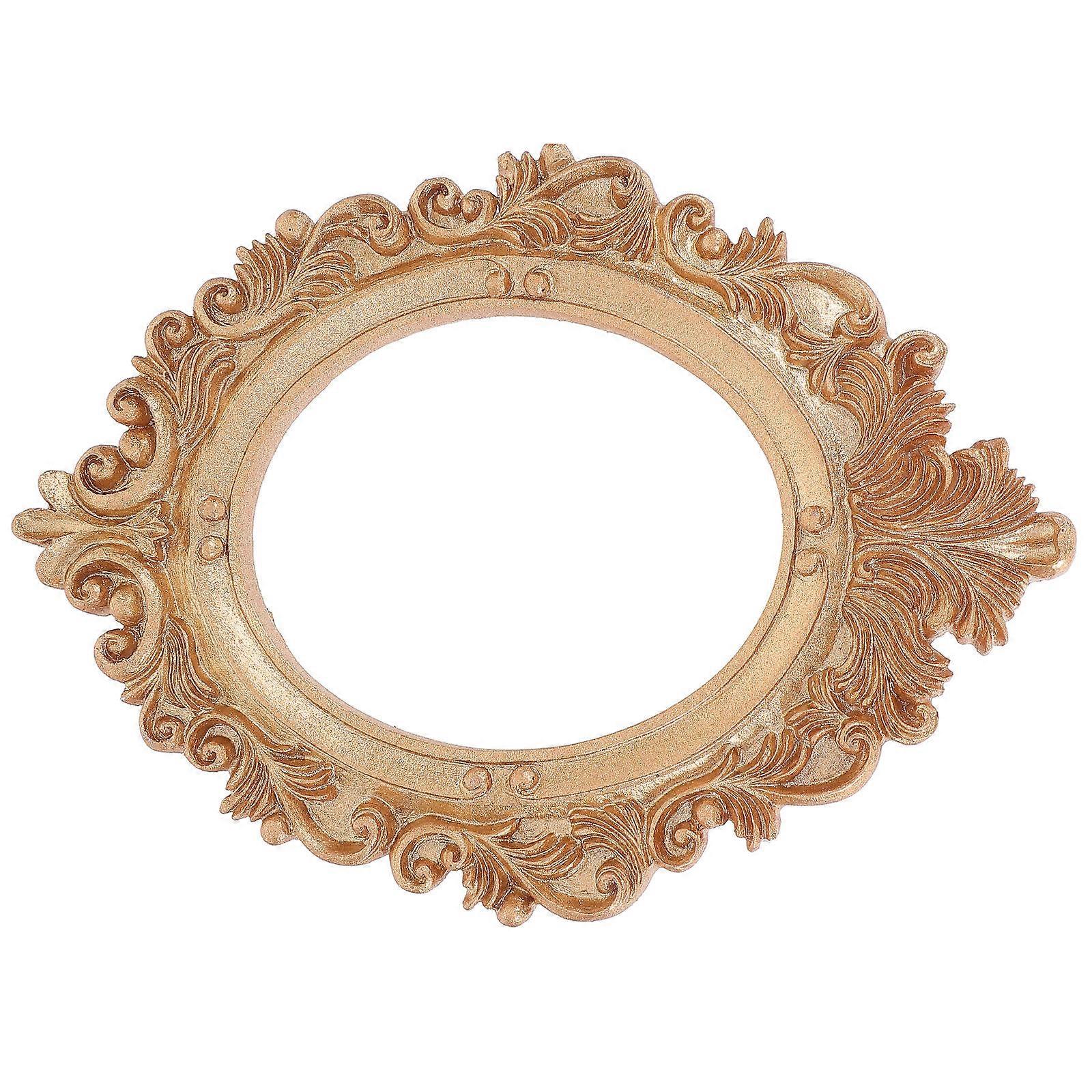 Oval Picture Frame Golden Resin Homeowners Elegant Style Refrigerator Magnets 1Set