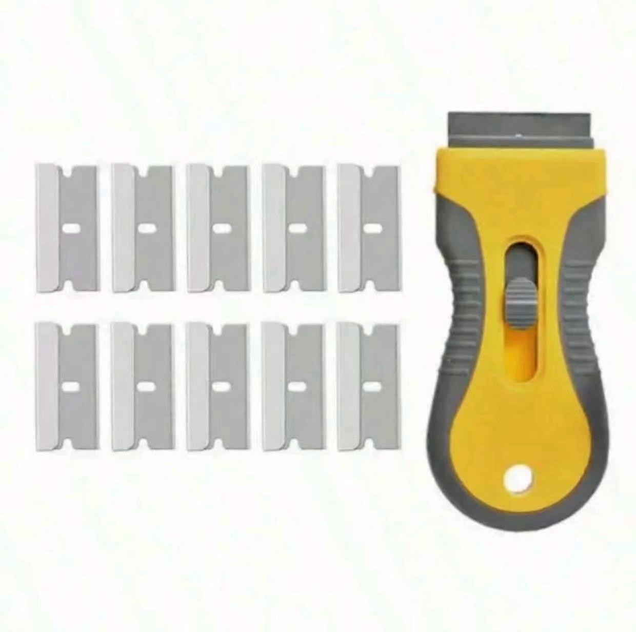 1pcs Induction Hob Scraper with 10 Replacement Blades, Vitroceramic Scraper, Scraper Blade, Scraper, Retractable, for Cleaning, Windows, Stove, Stick