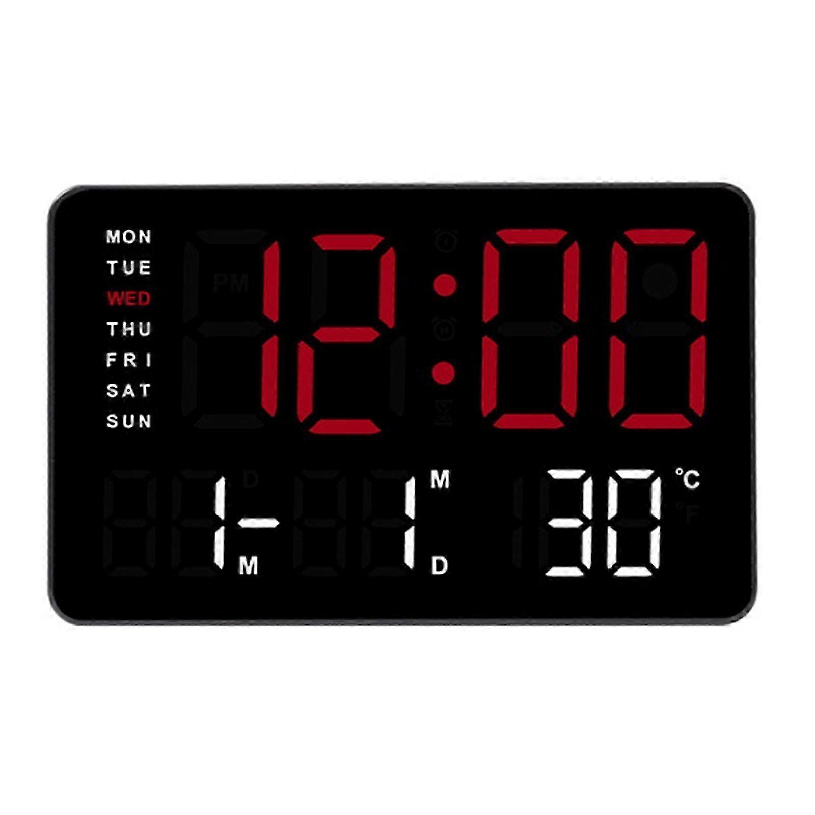 10.5in LED Clock Large Display Multiple Color Option Date, Temperature, and Alarm Function for Students and Professional