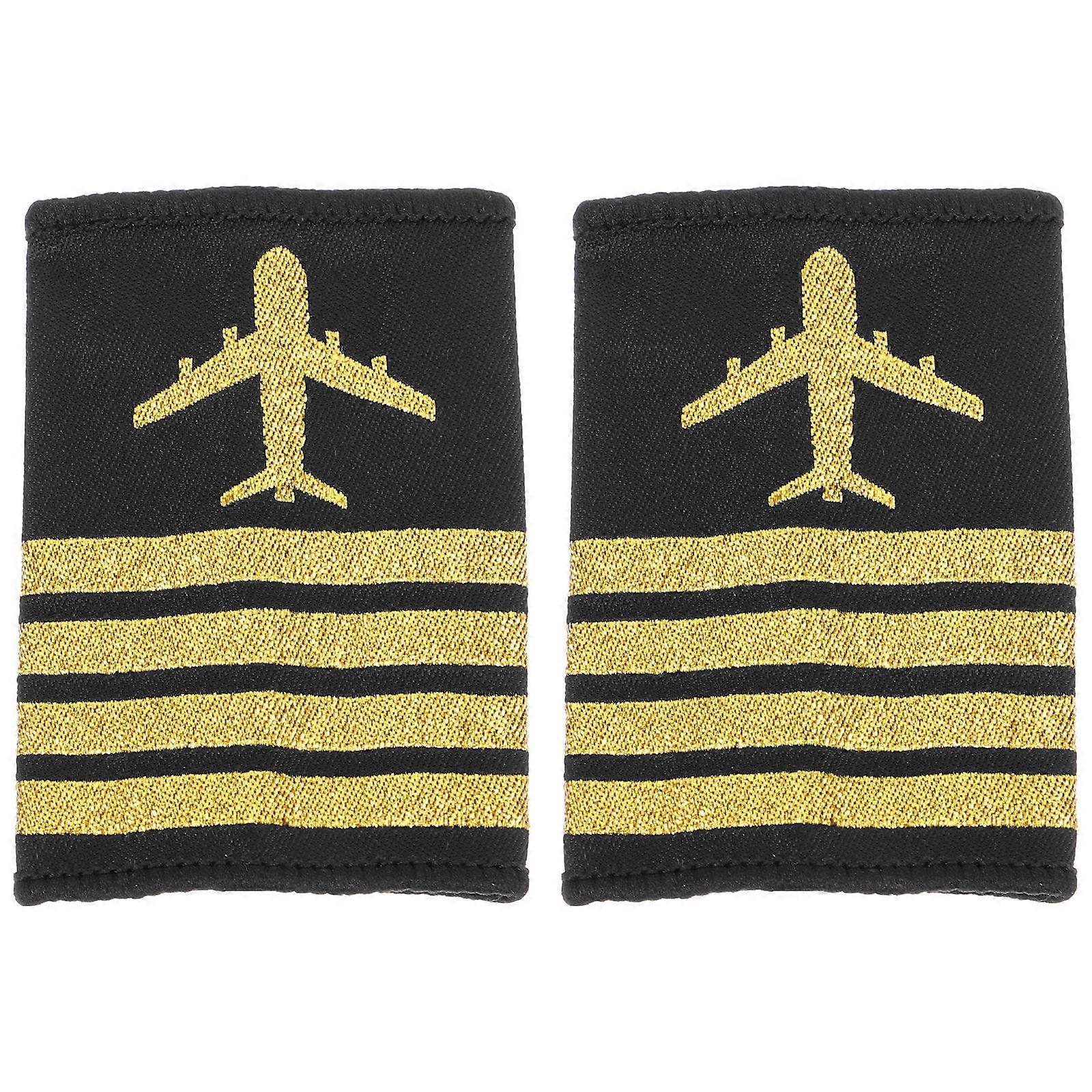Pilot Uniform Epaulets Traditional Shoulder Boards for Captain & Crew Embroidered Shoulder Accessories for Costume and Uniform Use