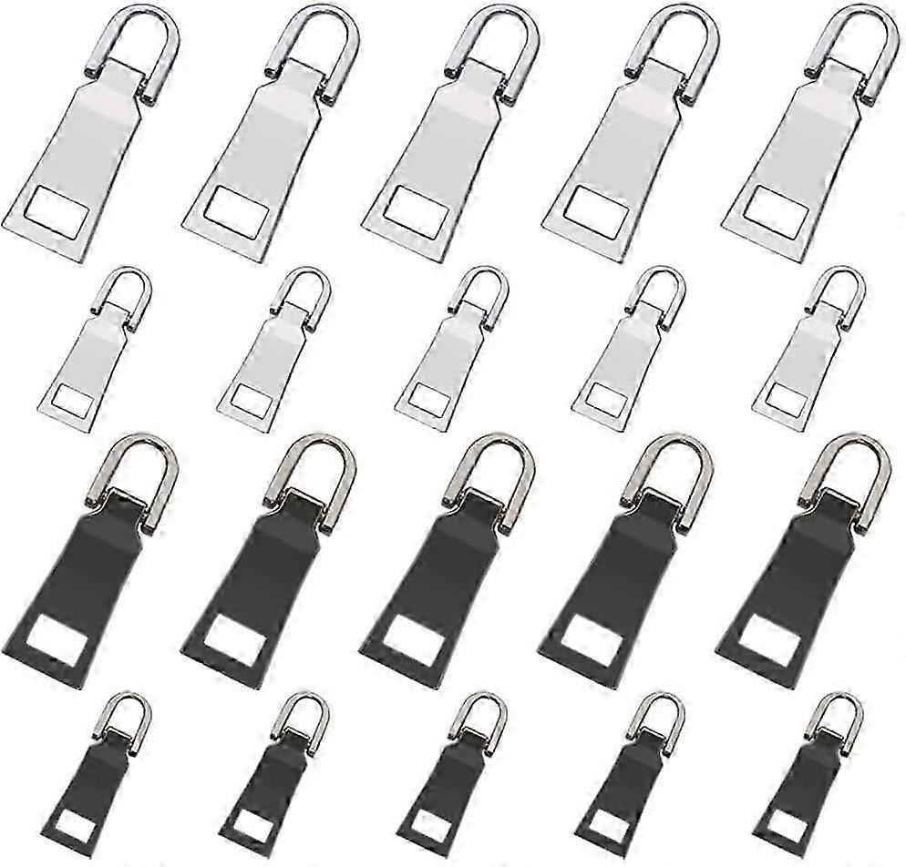 20 Pcs Zipper Pull Tabs Replacement Heavy Duty Zip Fixer Zipper Tags Repair Pull Tab