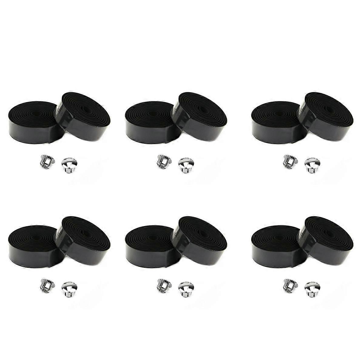 12X Road Bike Bicycle Cork Handlebar Bar Grip Wrap Tape + 12 Bar Plugs-Black