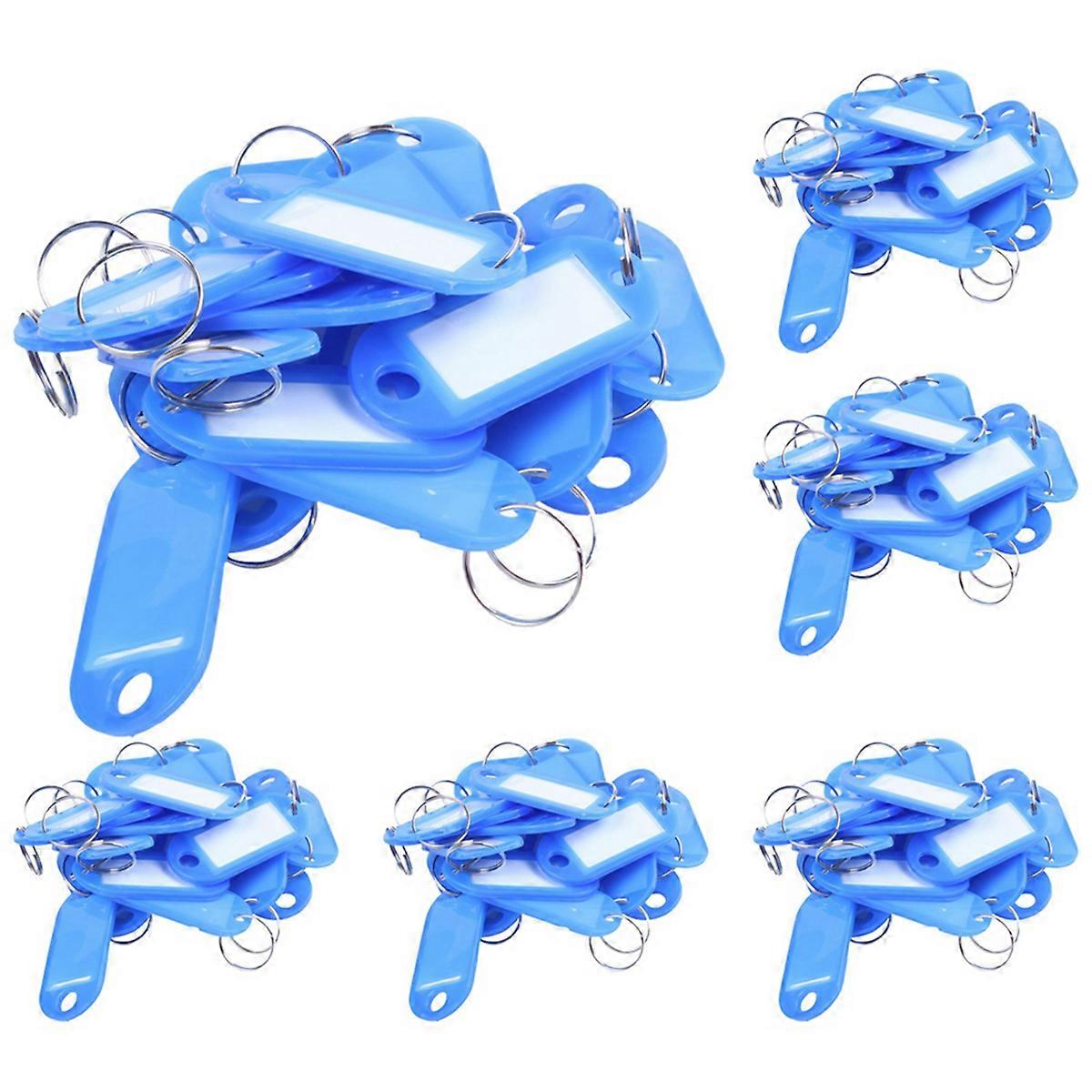 20 Pcs Key ID Label Tags Split Ring Keyring Keychain Blue