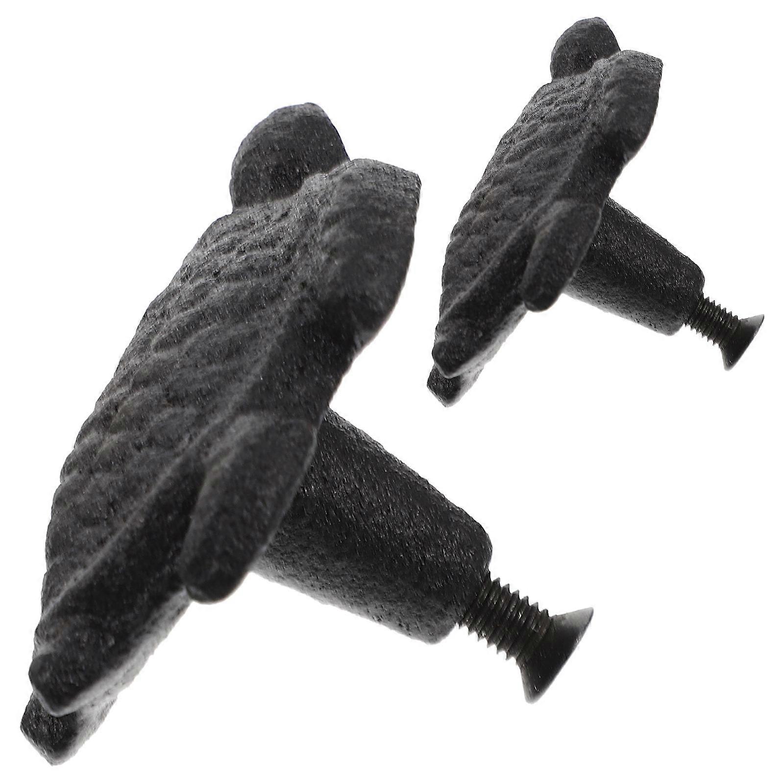 Retro Drawer Handles Cast Iron Wardrobe Handle For Cabinet Home Furniture Black 6X4.5cm 2Pcs