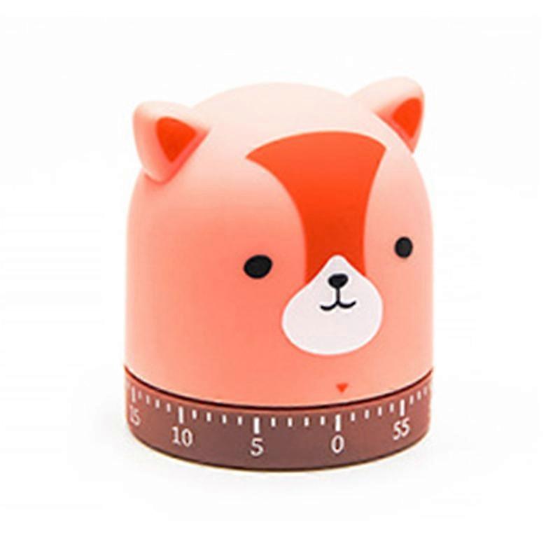 Cute Animal Shaped Kitchen Timer 60 Minutes Mechanical No Batteries Time Manager (Red Fox)