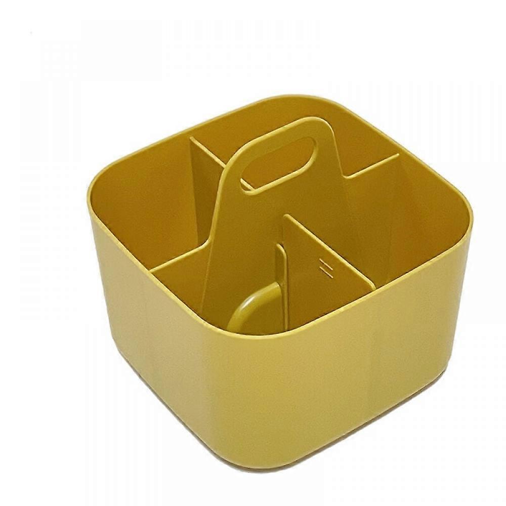 Yellow versatile organizable stackable plastic storage box with handle C - Home Organization