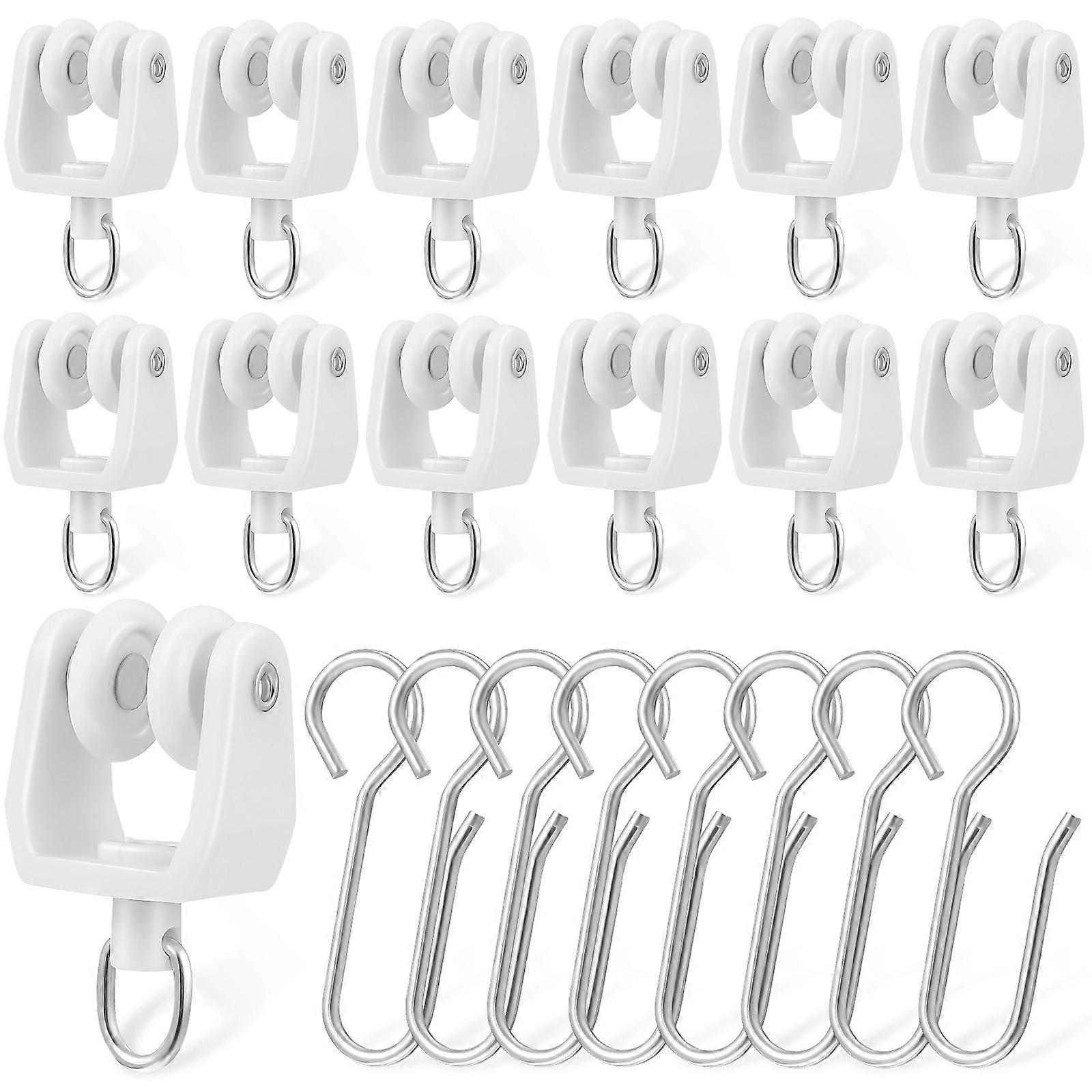 Track Rollers And Hooks Curtain Gliders White Plastic Material For Homeowners Decorators 30Pcs