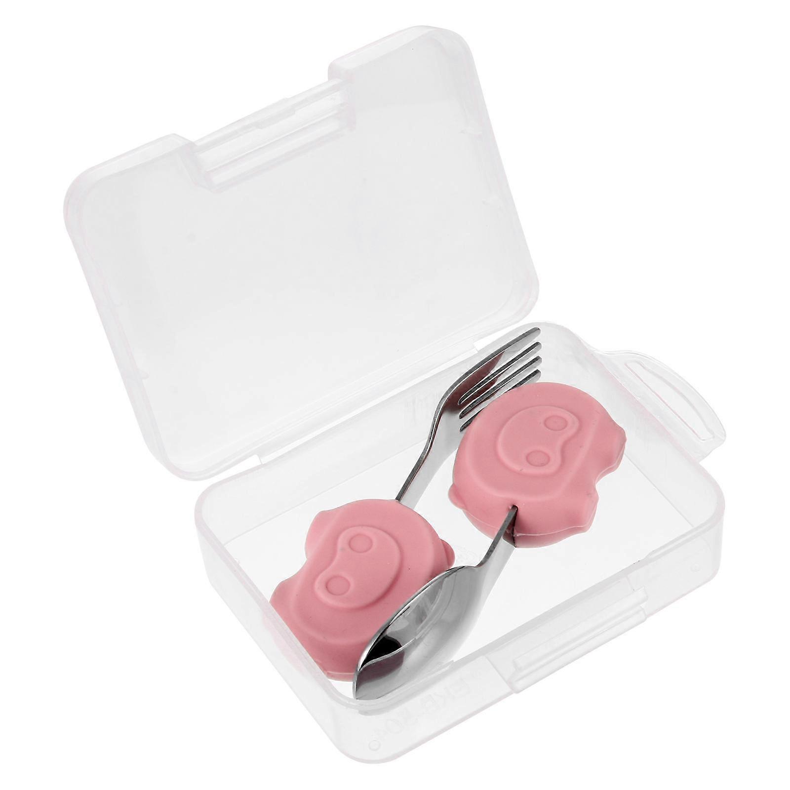 Baby First Spoon Toddler Training Spoon Fork Set Tableware Toddlers Pink 9.5X2.2CM 1Set