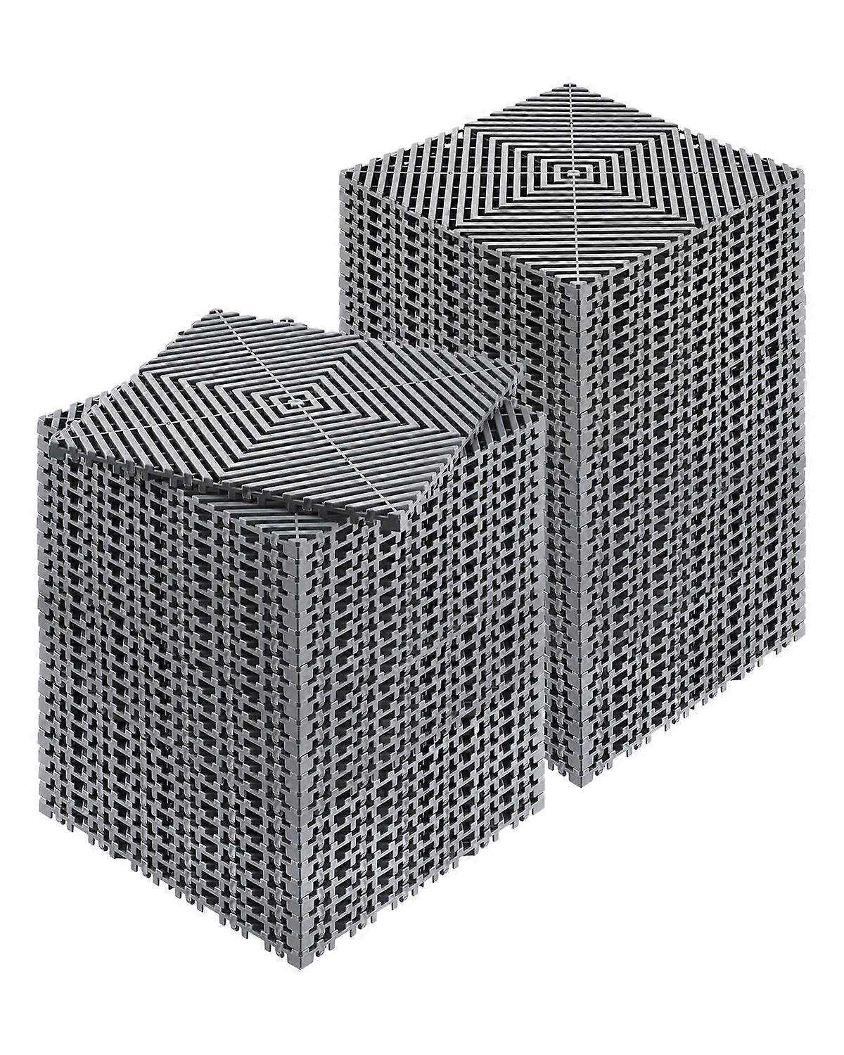 Interlocking Drainage Mat, 12 x 12 Modular Interlocking Cushion, 55 Pcs Splicing Drainage Mats, Non-Slip Gray PP Drainage Shower Mat