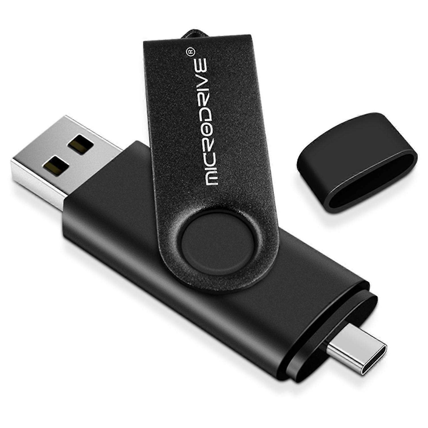 4GB Metal Flash Drive 2-in-1 USB 2.0/Type-C Rotating OTG Memory Stick Compatible with Certain Brands