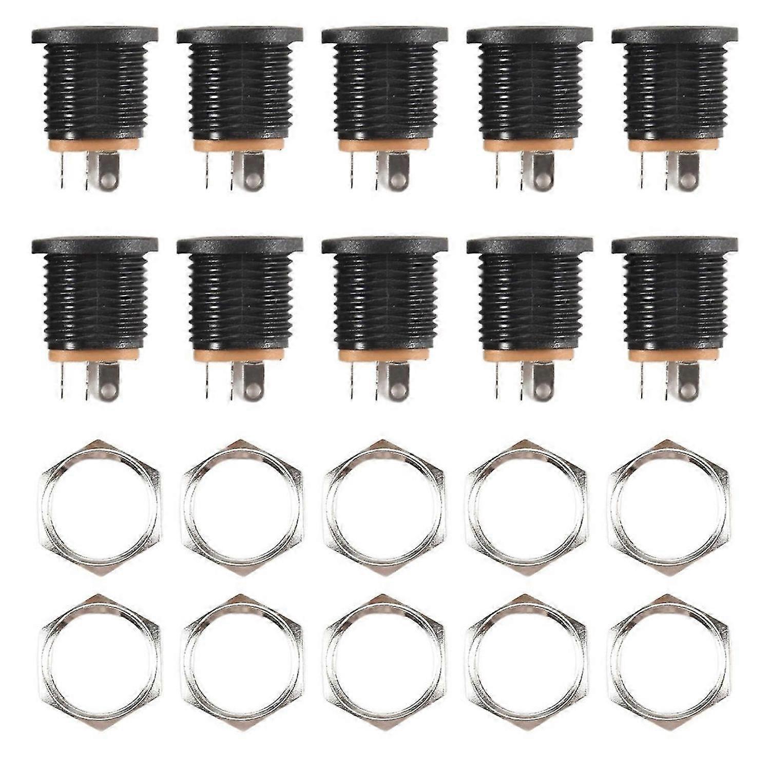 10 Pcs Panel Mount 2.1x5.5mm Power Jack DC Socket