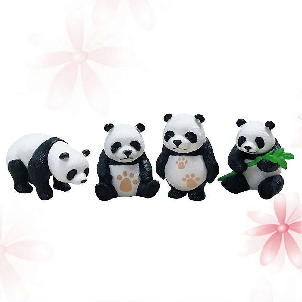 Panda Ornaments Miniature Panda Figurines Children's Room Decorative Ornaments 3.6*4.9cm 4Pcs