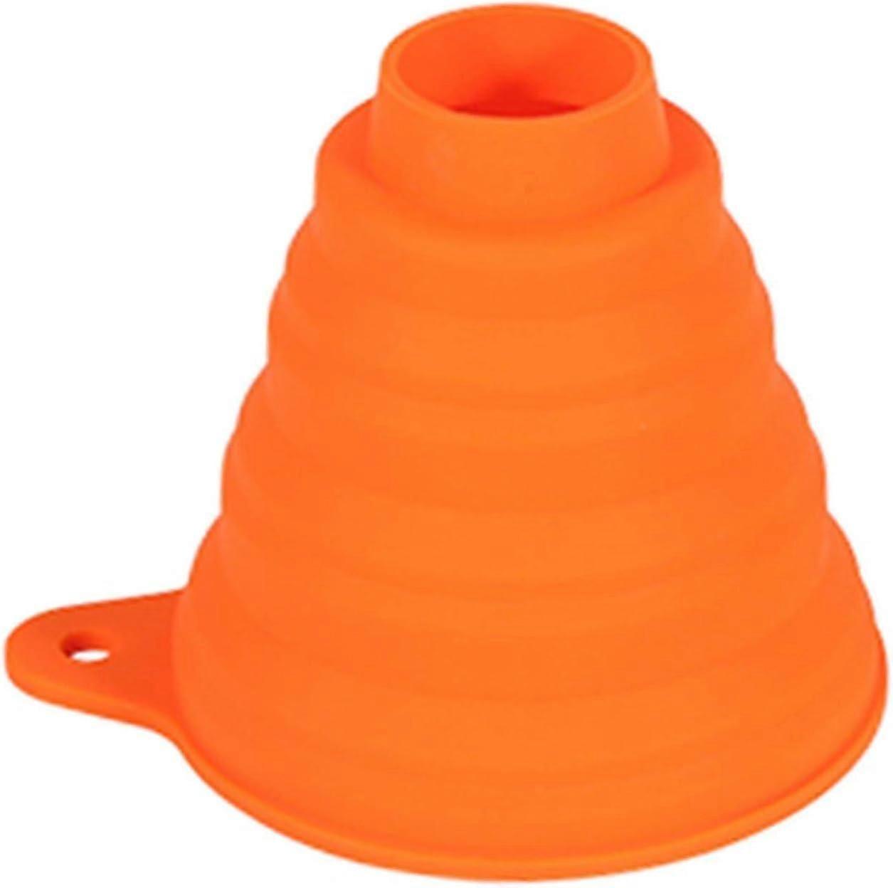 Silicone Folding Funnel for Liquid and Powder Transfe, Silicone Funnel for Filling Bottles or Containers(Orange)