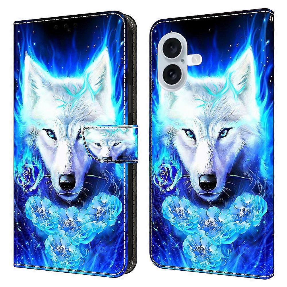 For iPhone 16 Plus Leather Case Pattern Printing Wallet Stand Flip Phone Cover