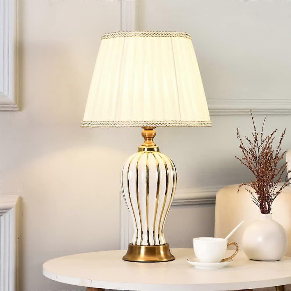 Ceramic Table Lamp, Bedside Lamp, Decoration, E27, Lampshade, White