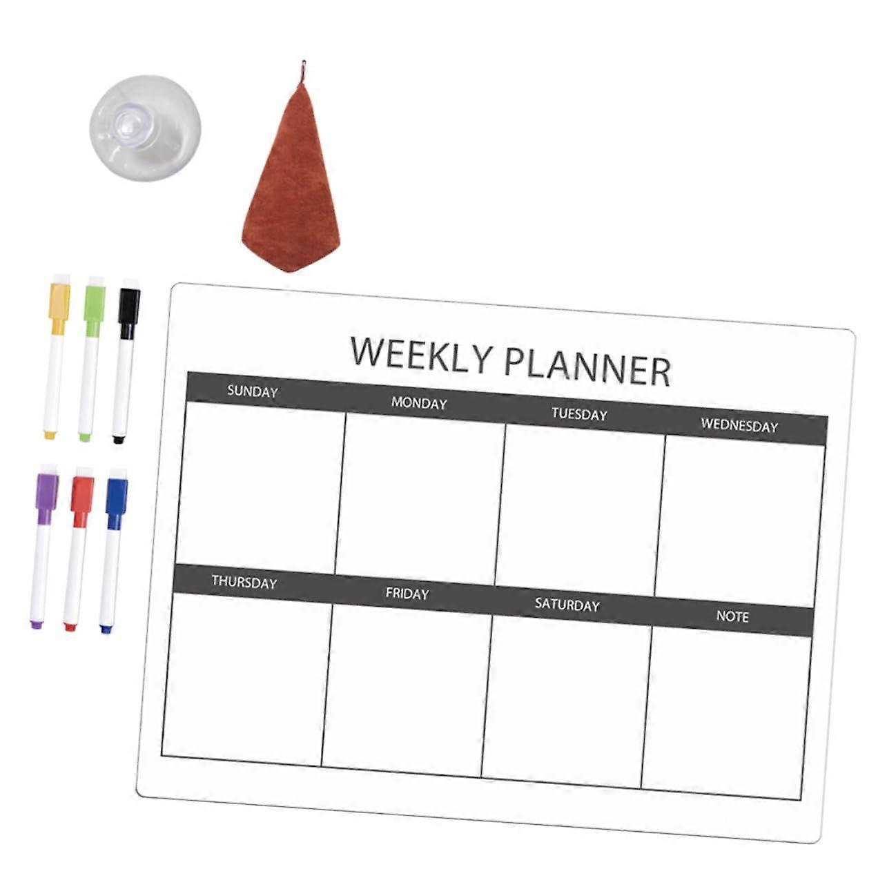 1 Magnetic Planning Board for Refrigerator, Wipeable Marker for Weekly Planning, Task Organization, Practical Notes and Reminders