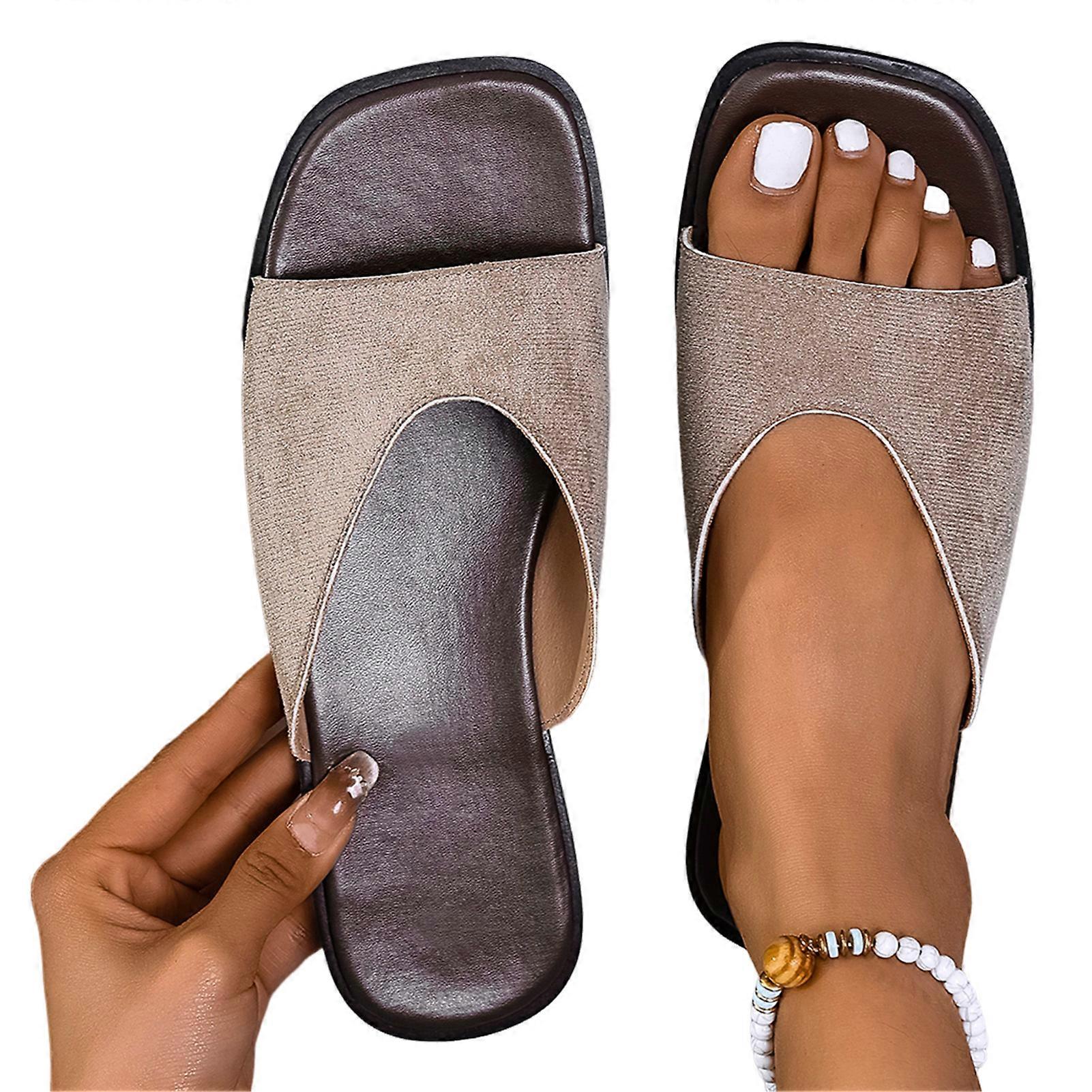 Leopards Print Squared Toe Flat Sandals Lightweight Easy Slip-on Slipper for Daily Wear