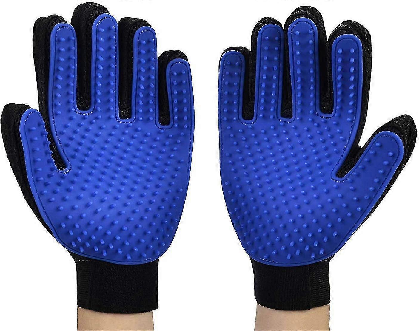 2-Pack Pet Grooming Gloves – Blue – Dog/Cat Hair Removal – Ergonomic Design
