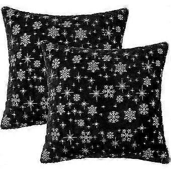 Ensemble de 2 housses de coussin décoratives de Noël, modèle 2025, en fausse fourrure douce.