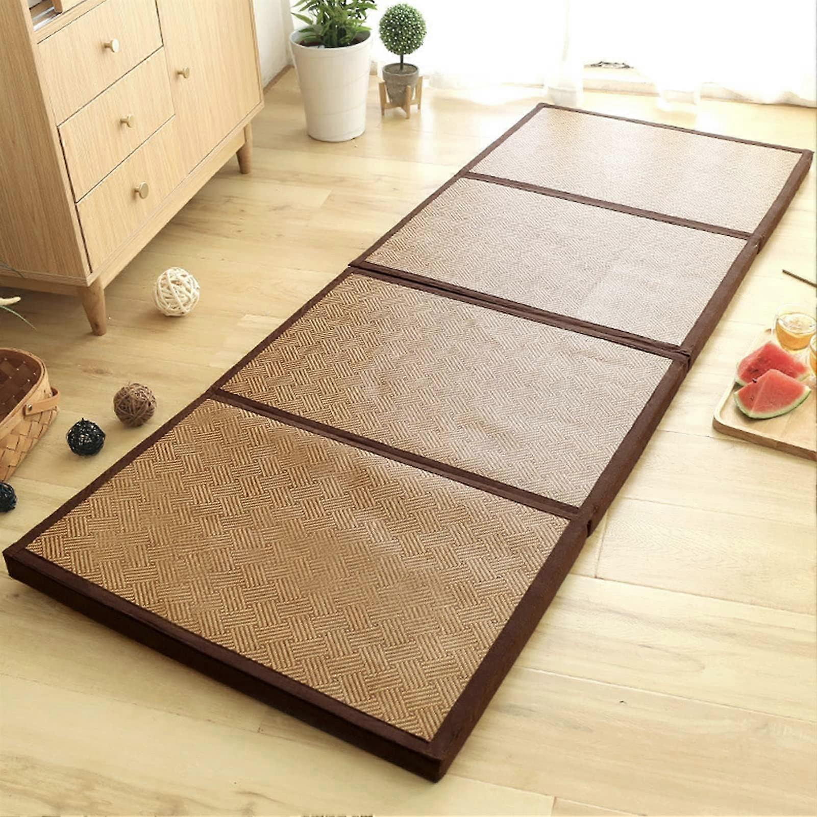 Futon Folding Mattress, Japanese Tatami Mat, Cooling Rattan Floor Mat, 4.5 cm Thick, 100×200cm