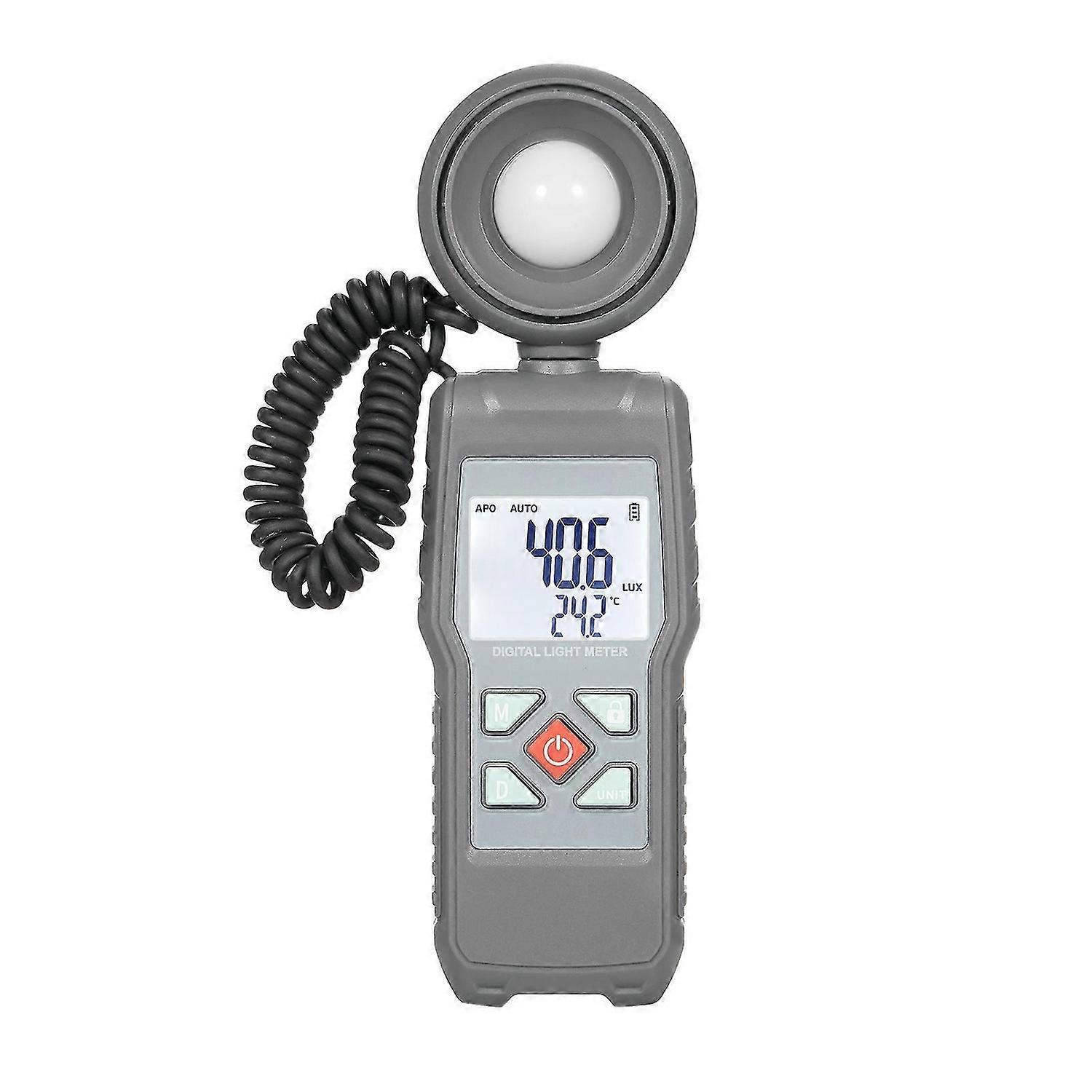 Light Meter Digital Illuminance Meter Handheld Ambient Temperature Measuring Instrument, Range up to 200,000 Lux, Luxmeter with 360 Rotatable Photosen